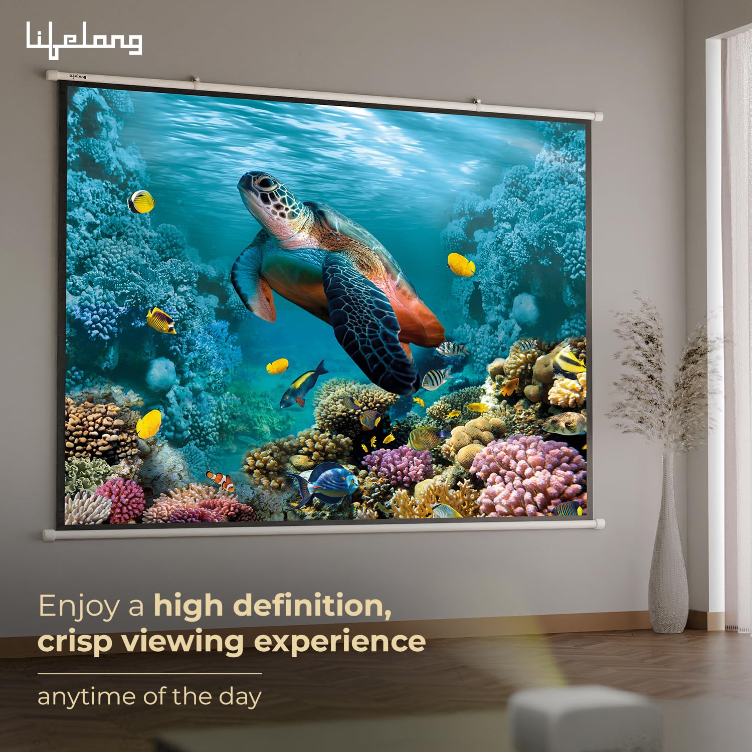 Lifelong CineMagic 100-Inch Projector Screen, 4K & 3D Ready, Manual Map Type