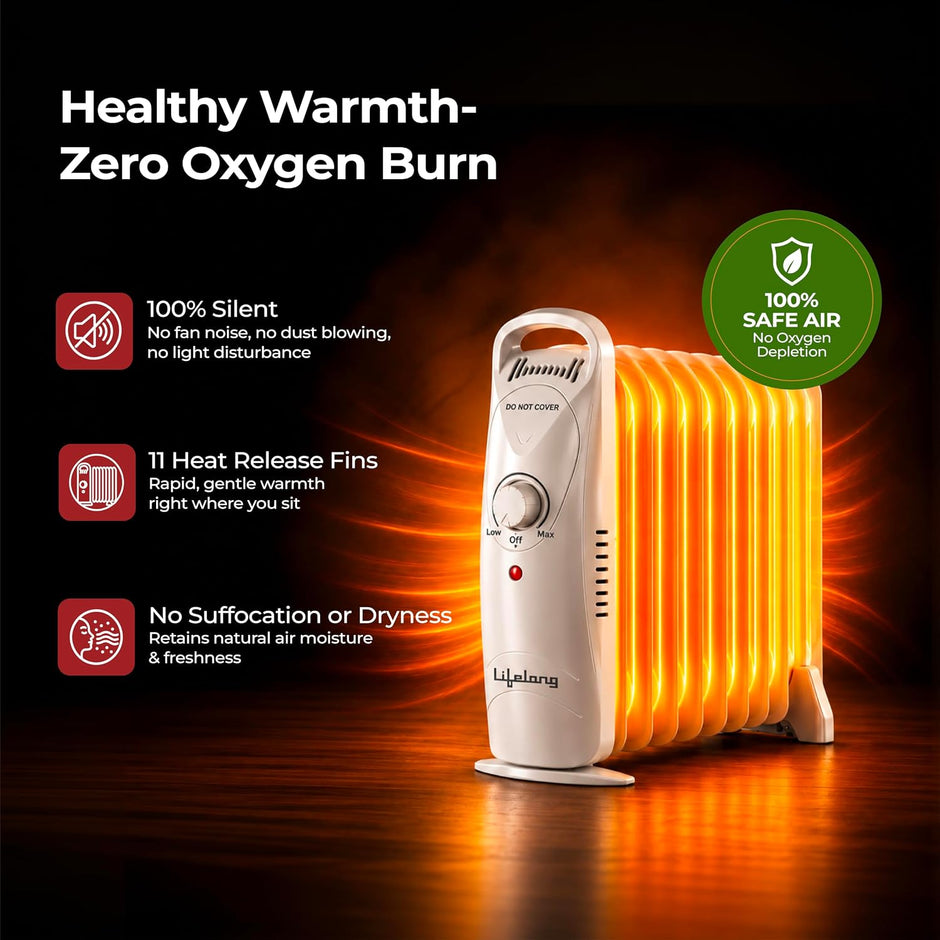 Lifelong Heato Mini 11-Fin Personal OFR Room Heater for Spot Heating