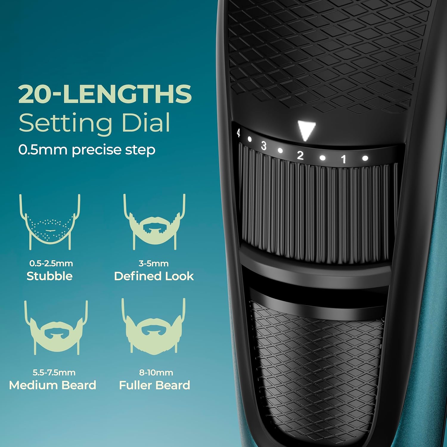Lifelong Beard Trimmer for Men with 20 Length Settings & Type-C Charging