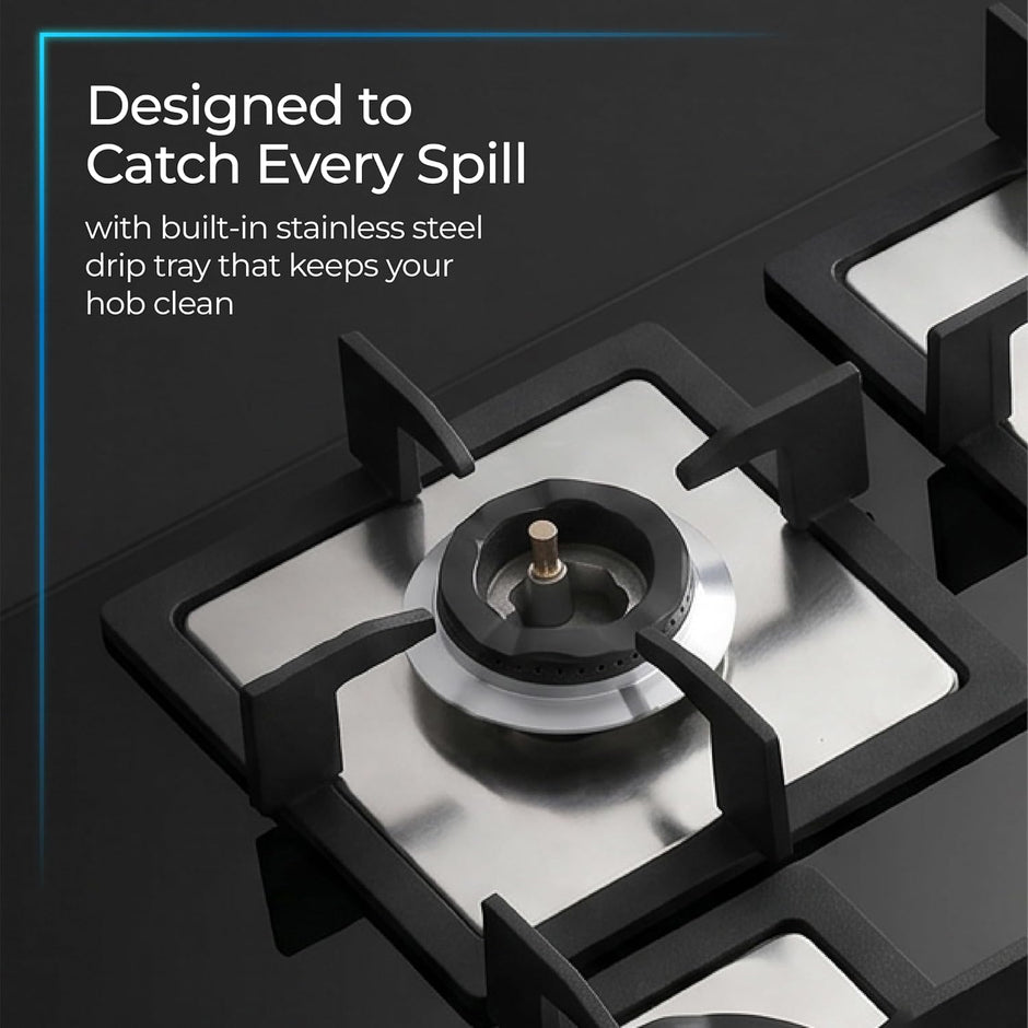 Lifelong 4 Burner Built-In Hob | 8mm Thick Toughened Glass | 360° Multidirectional Gas Inlet