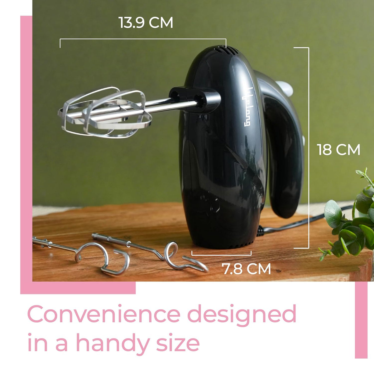 250W Electric Hand Mixer with Dough Hooks