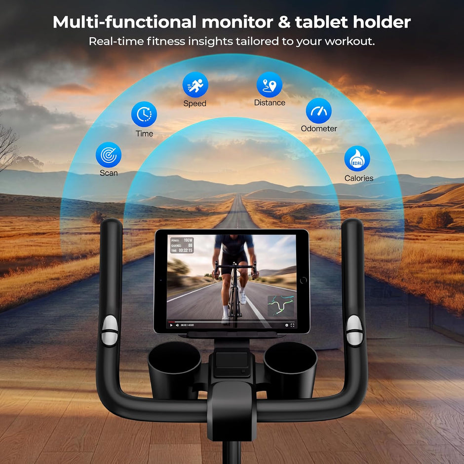 Lifelong Magnetic Spin Fitness Bike | 8kg Flywheel | 9-Level Adjustable Resistance | Heart Rate Sensors | Indoor Exercise Cycle | Stationary Bike | Cardio Workout Equipment | Max User Weight 120 kg