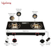 Lifelong Glass Top 2 Burner Gas Stove | Premium Design, Brass Burner| Toughened Glass High Thermal Efficiancy|Manual (Black and White) LLGS211, ISI Certified 2 Burners