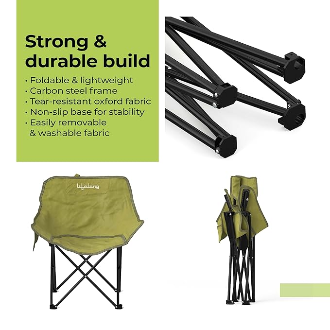 Lifelong Foldable Camping Chair – Lightweight, Durable & Portable with Side Pockets