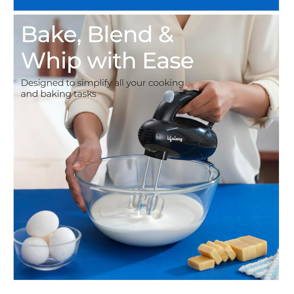 Lifelong Electric Hand Mixer for Baking, Whipping & Kneading