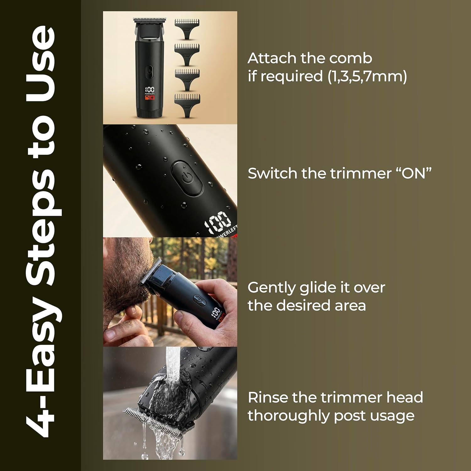 Lifelong Mini Beard Trimmer for Men with Type-C Charging & 2Hr Runtime