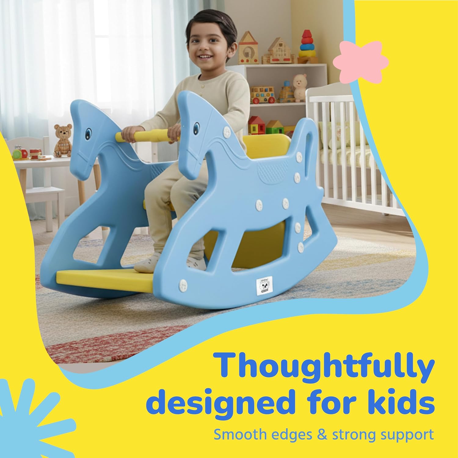 Lifelong 2-in-1 Rocking Horse & Study Table for Kids 1-5 Yrs, BIS Certified (LLCRK01)