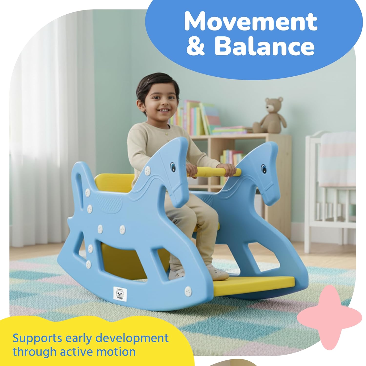 Lifelong 2-in-1 Rocking Horse & Study Table for Kids 1-5 Yrs, BIS Certified (LLCRK01)