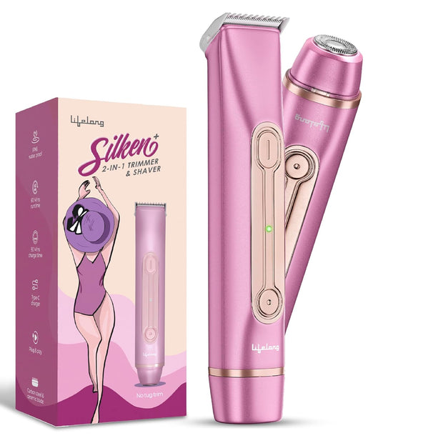 Lifelong Silken+ 2-in-1 Women’s Electric Razor & Trimmer | Waterproof & Travel-Friendly