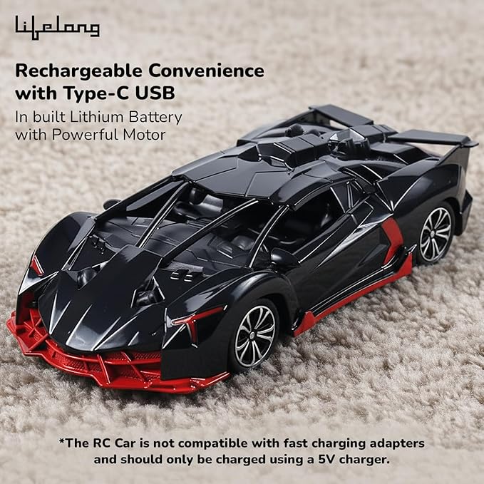 Lifelong Cuppy Rechargeable RC Car for Kids | LED Lights & 2.4GHz Control