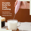 Lifelong Handheld Milk & Coffee Frother with Stand | 2AA Battery-Operated, Stainless-Steel Whisk | Foamer for Coffee, Cream, Matcha, Egg Beater | Portable Kitchen Appliance for Whipping & Mixing(Pink)