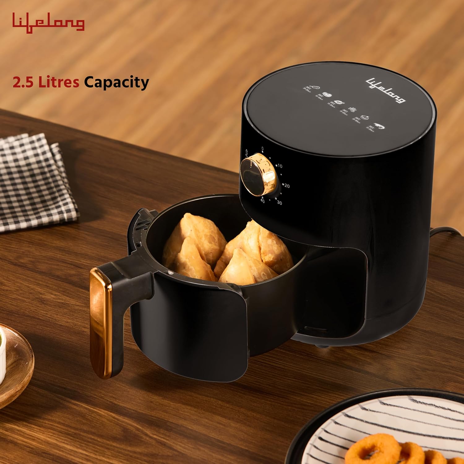 Lifelong 2.5L Air Fryer For Home-800W Small Airfryer Machine To Fry,Bake&Roast With Timer Control