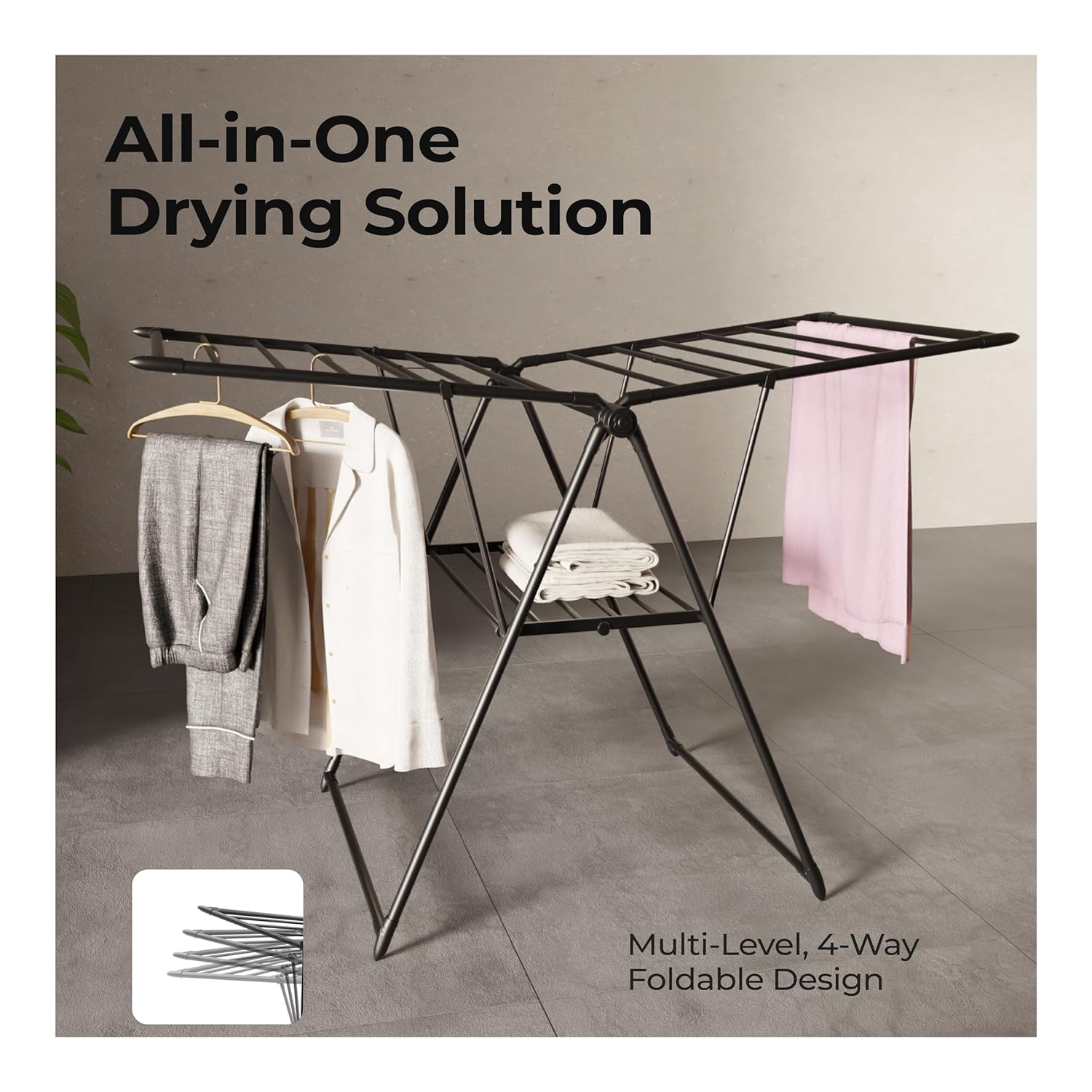 Lifelong Foldable Cloth Drying Stand | Rack for More Drying Space