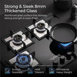 Lifelong 4 Burner Built-In Hob | 8mm Thick Toughened Glass | 360° Multidirectional Gas Inlet
