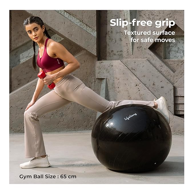 Anti-Burst Gym Ball with Foot Pump – 65cm Black