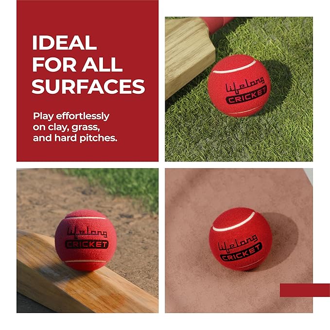 Lifelong Rubber Cricket Tennis Balls – Heavy Red, Durable, Set of 3