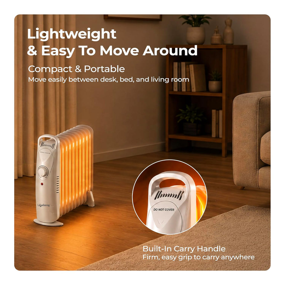 Lifelong Heato Mini 11-Fin Personal OFR Room Heater for Spot Heating