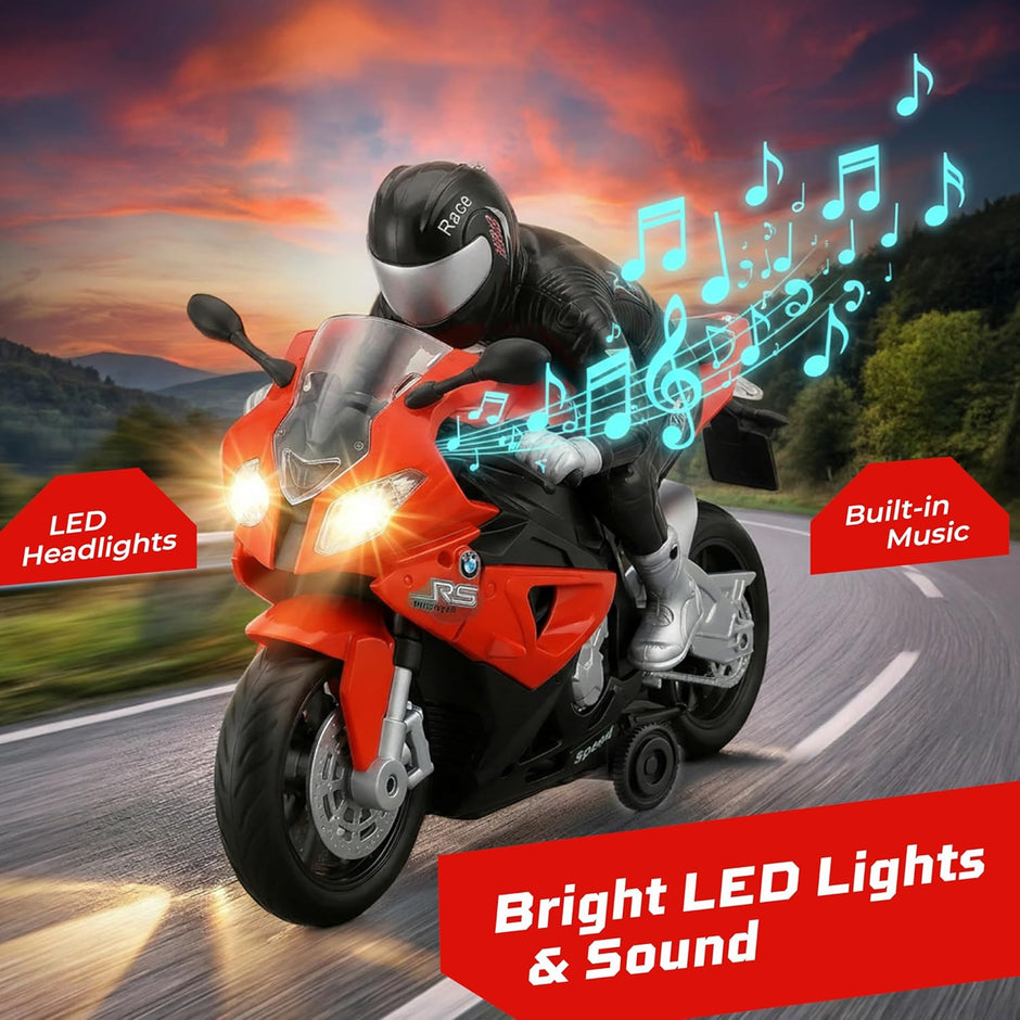 Lifelong RC Motorbike Toy with Lights, Music, 360° Stunts & Type-C Charging