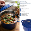 Lifelong Enamel Cast Iron Dutch Oven with Lid (5.6L, 28cm) | Oven, Gas & Induction Compatible