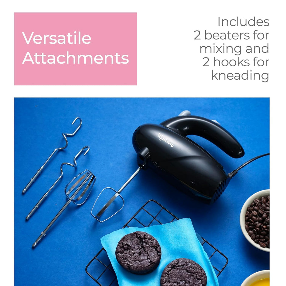 Lifelong Electric Hand Mixer for Baking, Whipping & Kneading