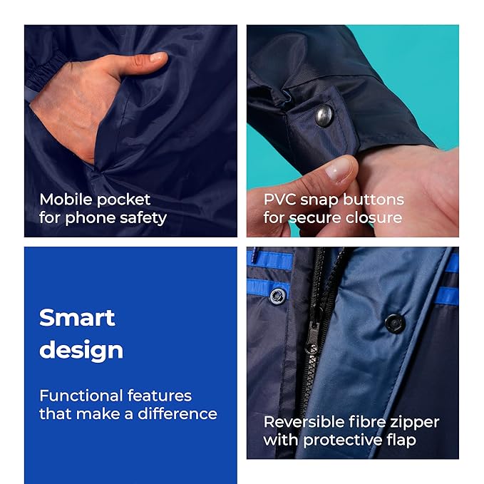 Lifelong Men’s Waterproof Reversible Raincoat with Hood & Pocket – XXL Set