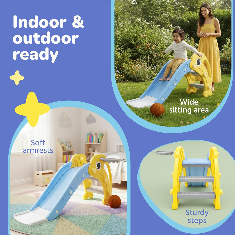 Lifelong Cuppy Dolphin Kids Slide with Basketball Hoop for Indoor & Outdoor Play
