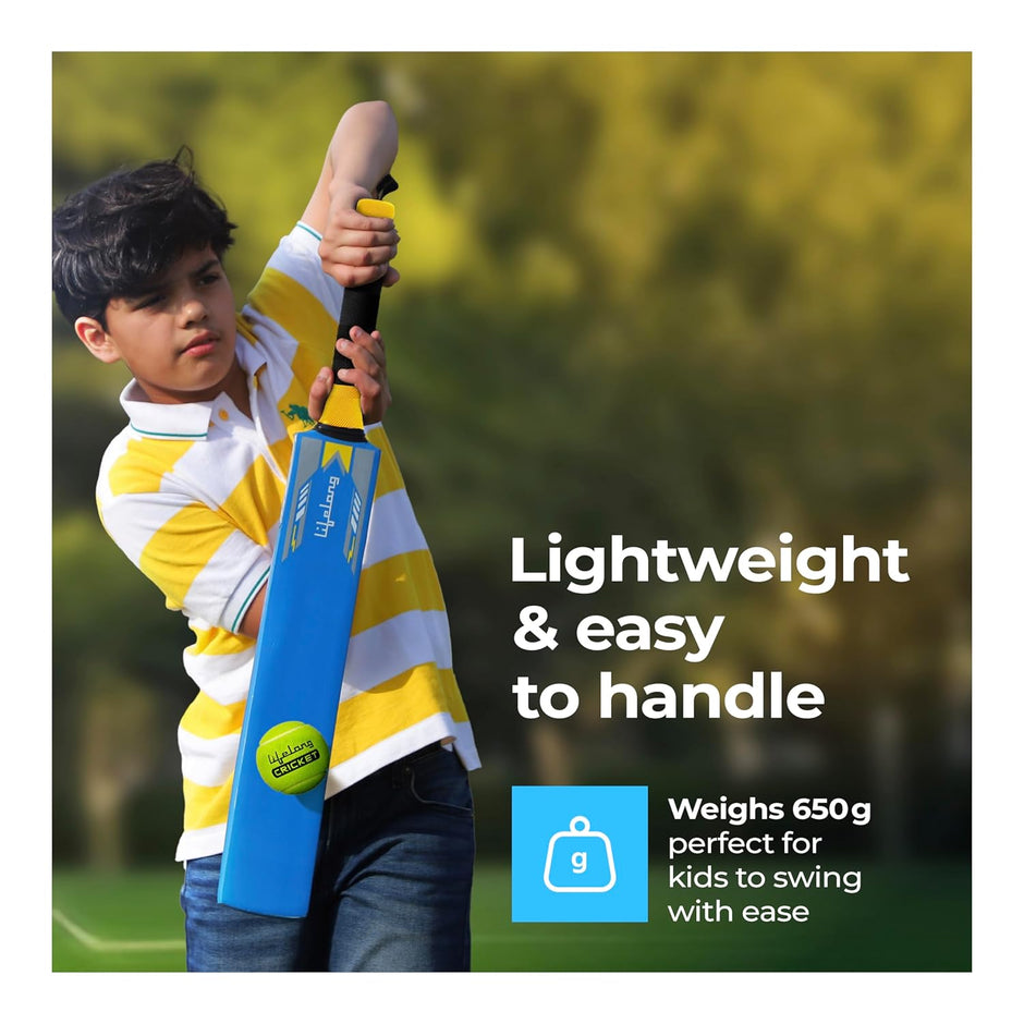 Lifelong Kids Wooden Cricket Bat – Lightweight Poplar Wood, Size 1 (Blue)