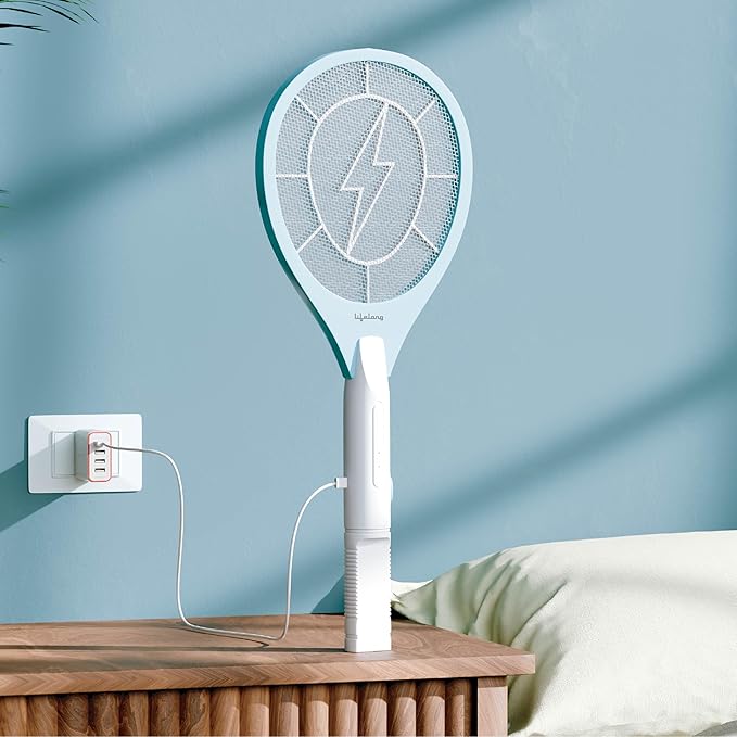 Lifelong Rechargeable Electric Mosquito Racket – USB Charging Fly Swatter, Mosquito Killer Bat for Home & Outdoor Use (White)