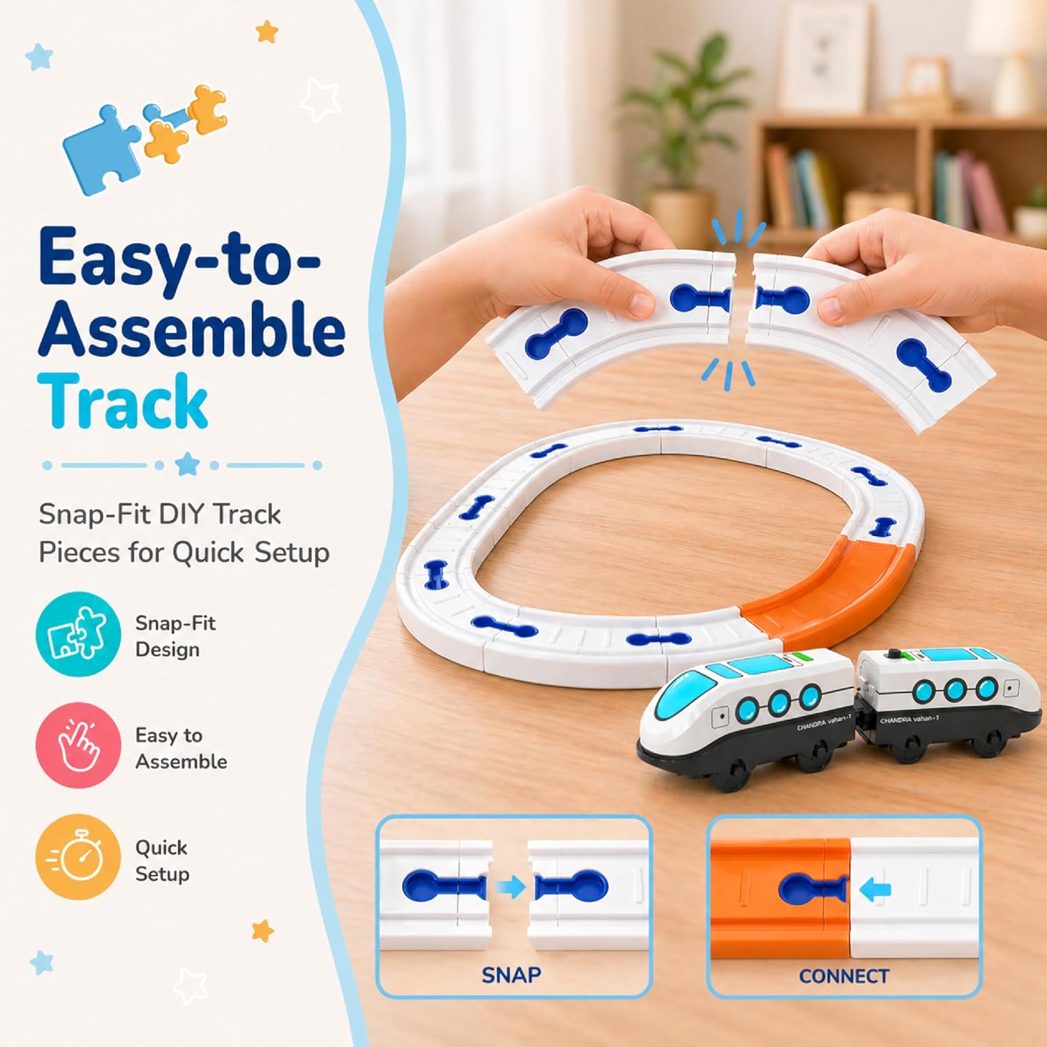 Lifelong Space Theme Train Set with Lights, Sounds & DIY Track Play for Kids
