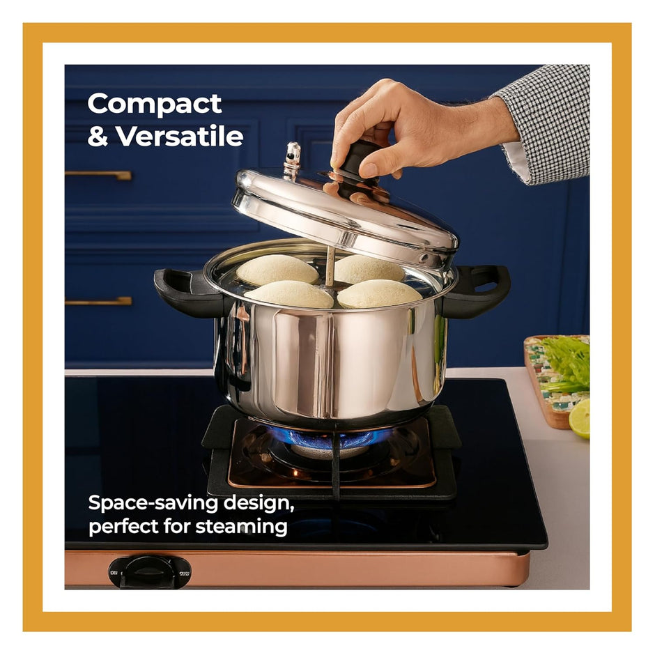 Lifelong Idli Cooker 4 Plate | 16 Idlis | Stainless Steel Idli Cooker, Induction And Gas Stove Compatible Idli Maker (LLIDCKR04, Steel Silver), 5 Litres