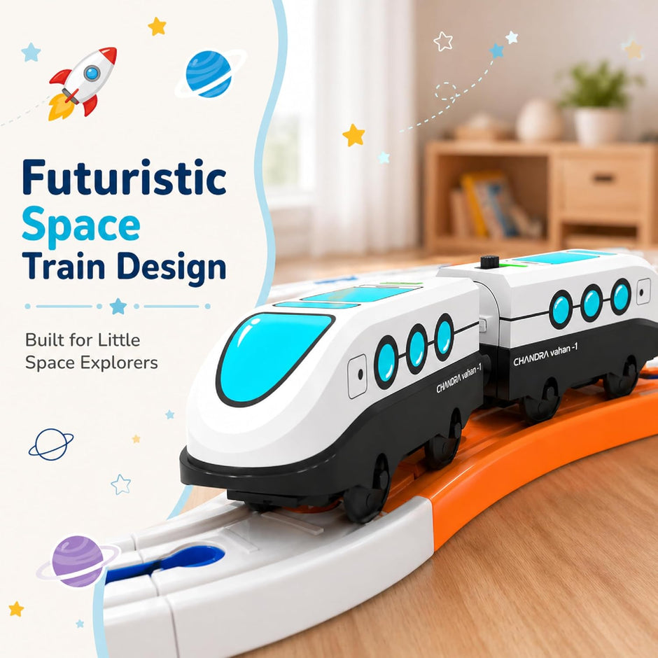 Lifelong Space Theme Train Set with Lights, Sounds & DIY Track Play for Kids