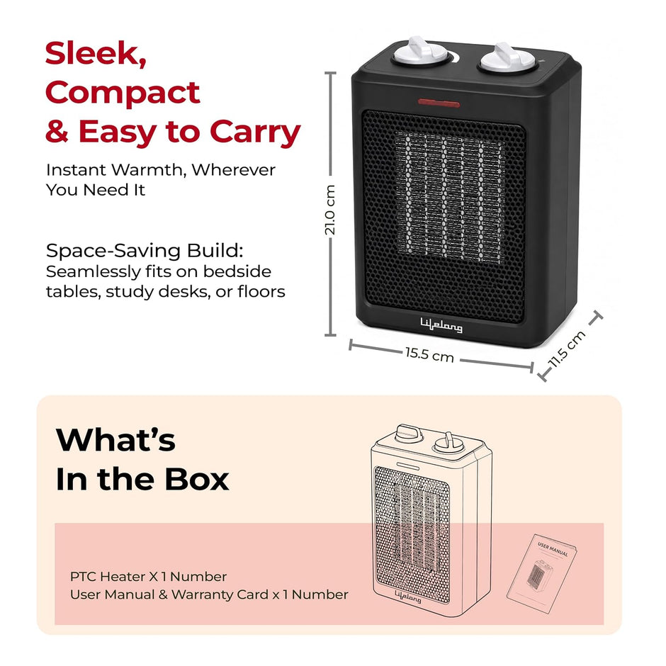 Lifelong 1500W Instant PTC Ceramic Room Heater for Home and Office