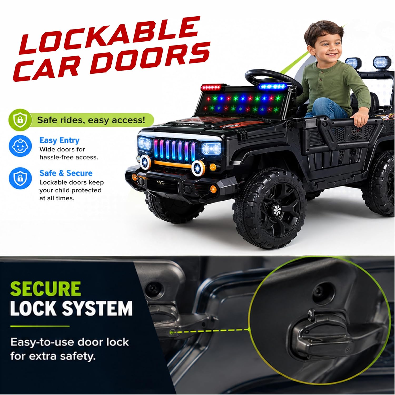 Lifelong Jeepster Kids Electric Ride-On Car (Black)