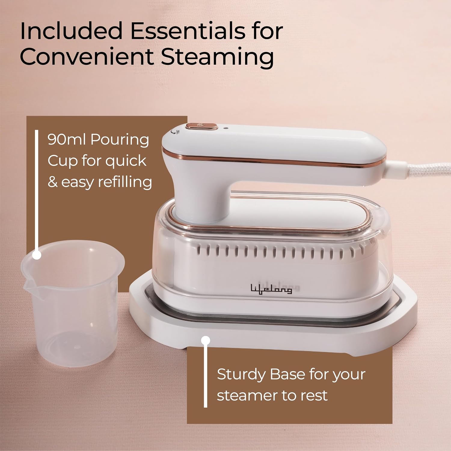 Lifelong 1250 Watt Garment Steamer for Clothes | Handheld Garment Steamer with Rest Stand for Iron