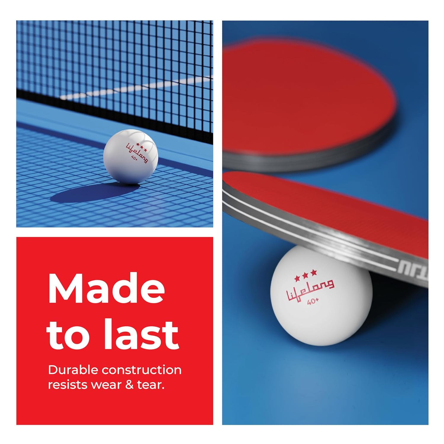 Lifelong Table Tennis Balls | 40mm 3 Star ABS Plastic | Professional Ping Pong Balls for Kids and Adults | for Training and Practice, Indoor Outdoor Games and Matches | Pack of 6