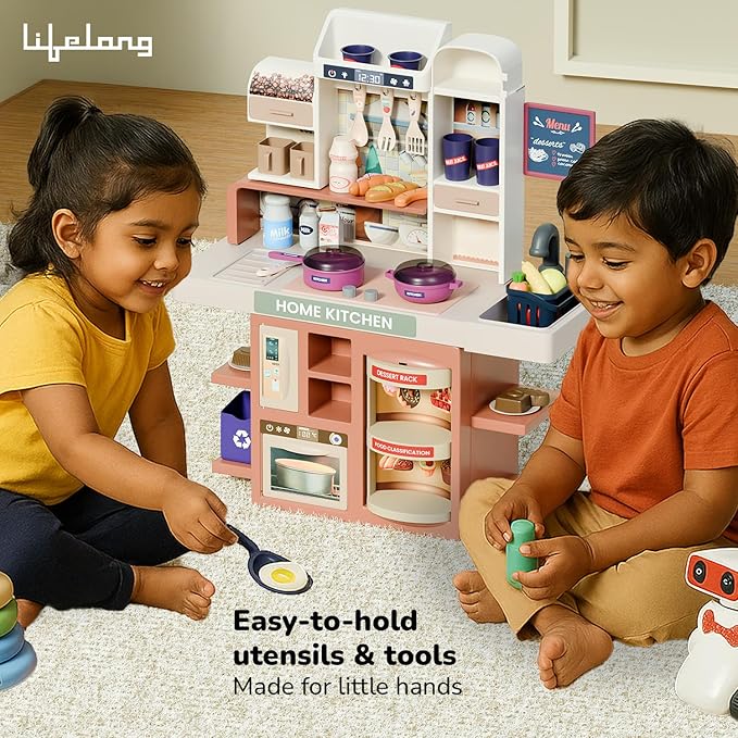 Lifelong Cuppy 42PCS Pretend Kitchen Set | Light, Music & Play Accessories
