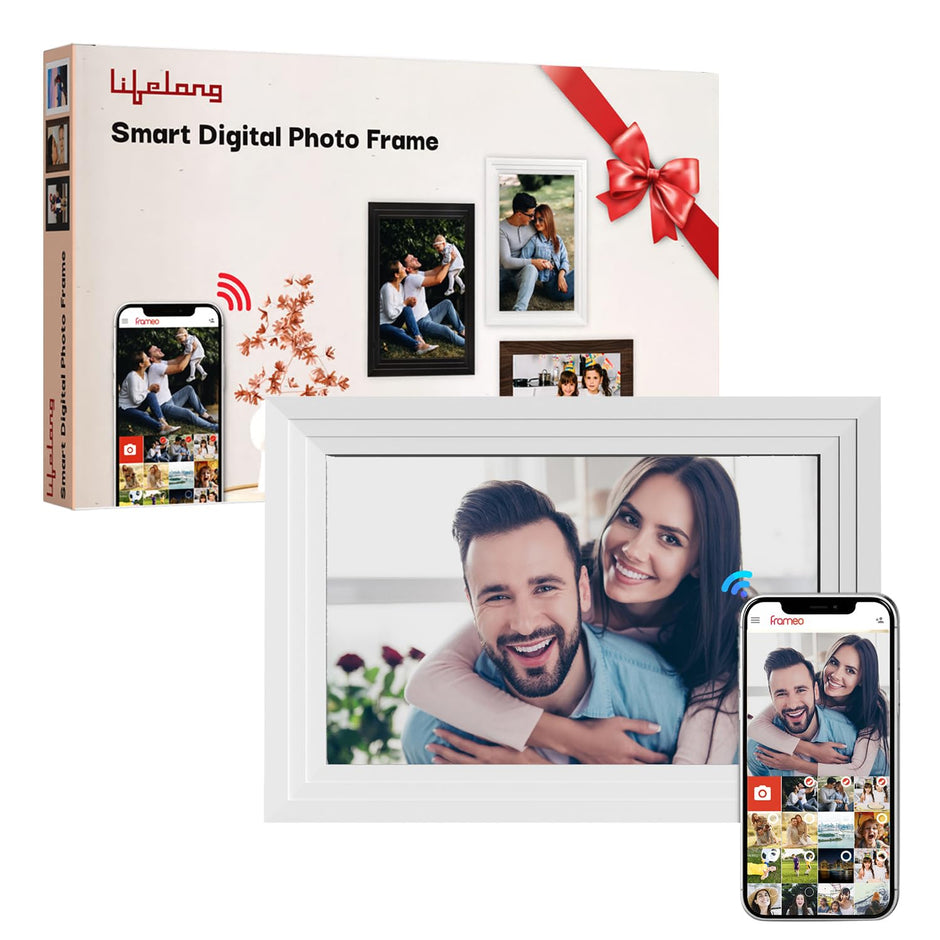 Electronics 10.1 Inch (25.65 CM) Digital Photo Frame with Slideshow, Video & Sound| Share Files with Frameo App,White