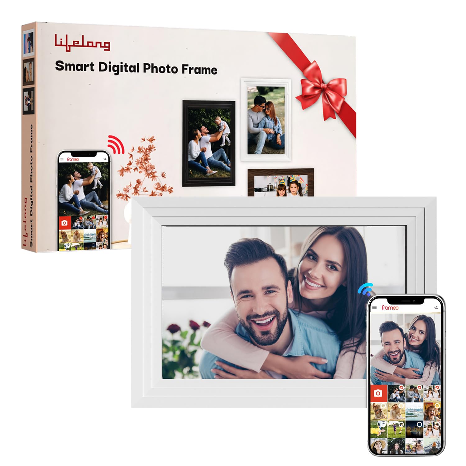 Electronics 10.1 Inch (25.65 CM) Digital Photo Frame with Slideshow, Video & Sound| Share Files with Frameo App,White