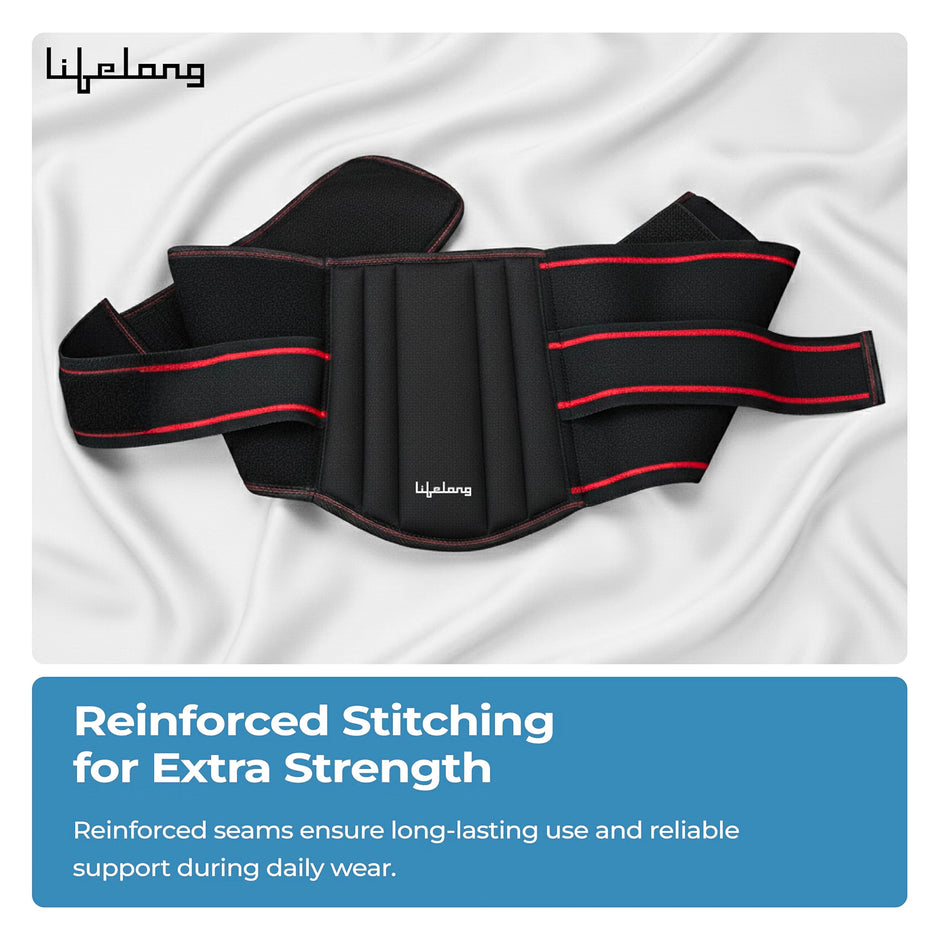 Lifelong Lumbar Sacral Belt with Hot & Cold Pack |Universal Fit for Men and Women| Back Support Brace for Pain Relief |Posture Correction & Lower Back Comfort| Adjustable Elastic Strap Waist Belt
