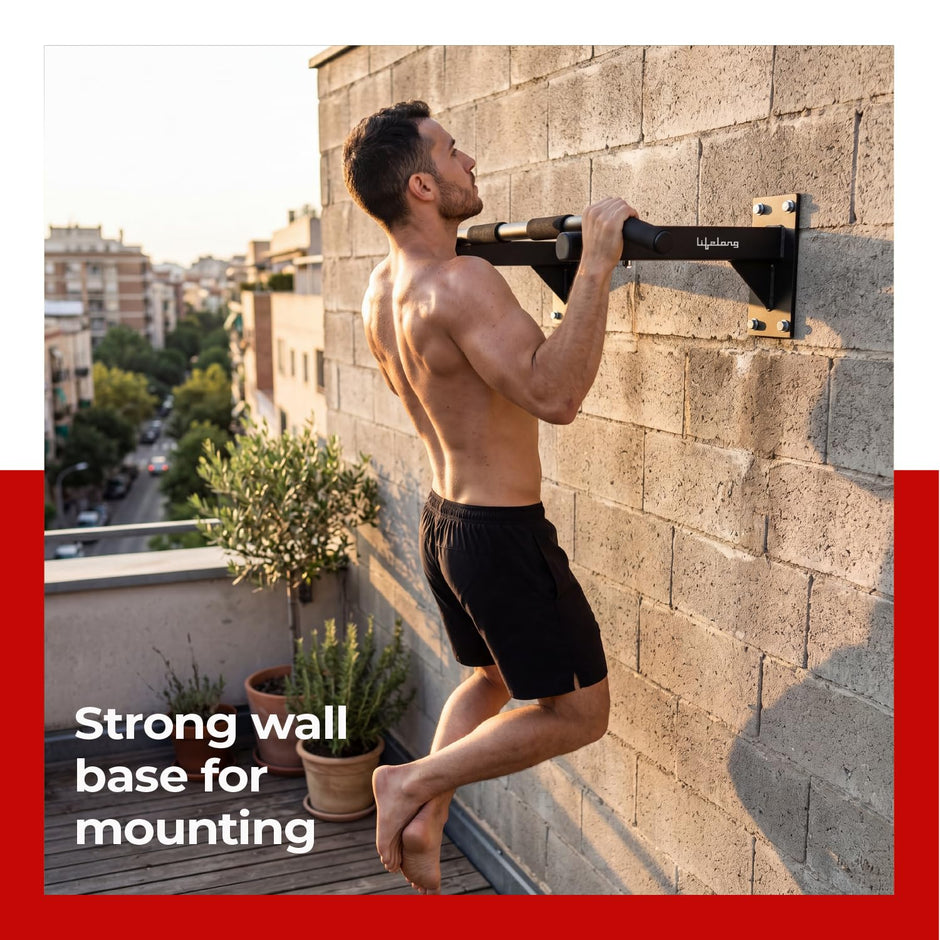 Lifelong Pull Up Bar Wall Mounted | 200kg Capacity| Foam Grip Pull Up Bar for Home | Gym Equipment for Home Workout| Triangle Support | Strong Wall Base| Pull up Bar for Home for Kids, Men & Women