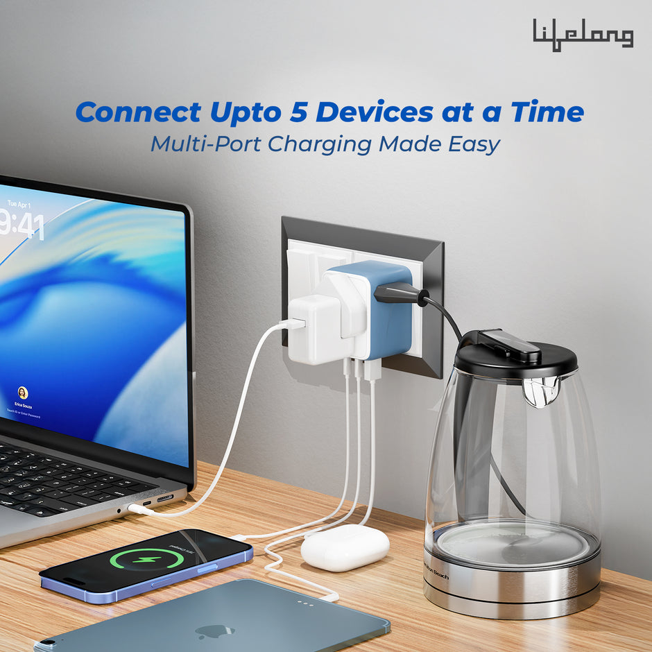 Lifelong Electronics 2500W Universal Travel Adapter All in One | 2 Type-C 25W PD & 1 USB-A 18W QC 3.0 | Dual Fuse Protection | 180+ Countries - Europe/US/Asia etc | International Socket Accessories
