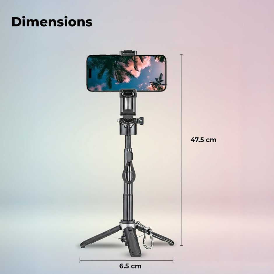 Lifelong Selfie Stick Tripod with Magsafe & Wireless Bluetooth Remote | Lightweight & Portable| Extendable Cell Phone Stand with Phone Clamp & Magnetic Ring | Ideal for iPhone & Android Mobile