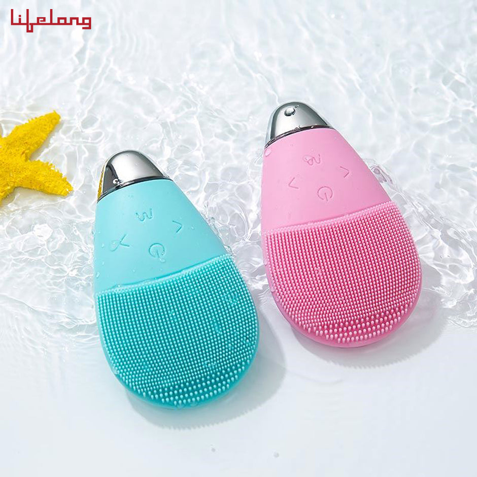 Lifelong Facial Cleansing Brush, Rechargeable Electric Handheld Face Massager, Waterproof Ultra Hygienic Soft Silicone Face Scrubber