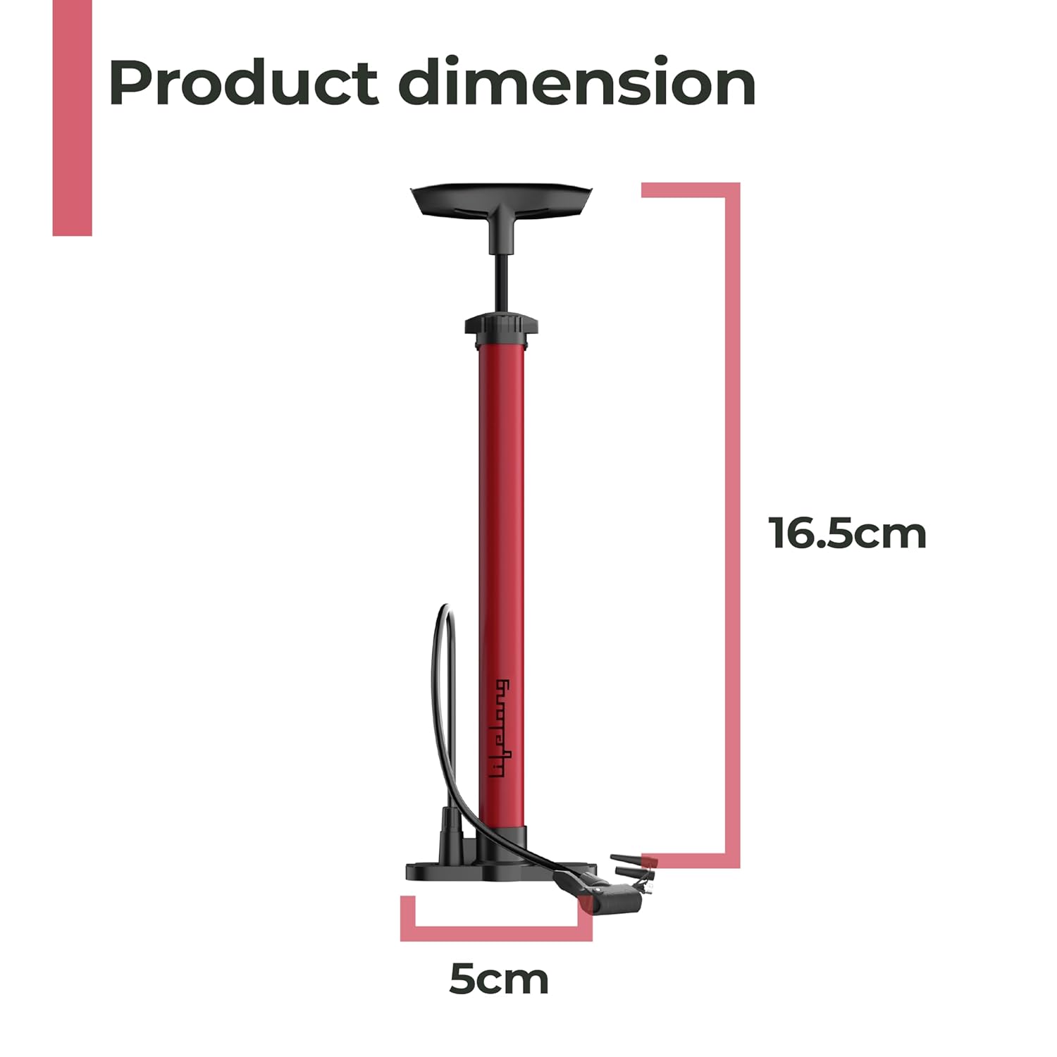 Lifelong Portable High Pressure Bicycle Air Pump | Hand Air Pump to Upto120 PSI | Durable Metal Body with Foldable Base |Red