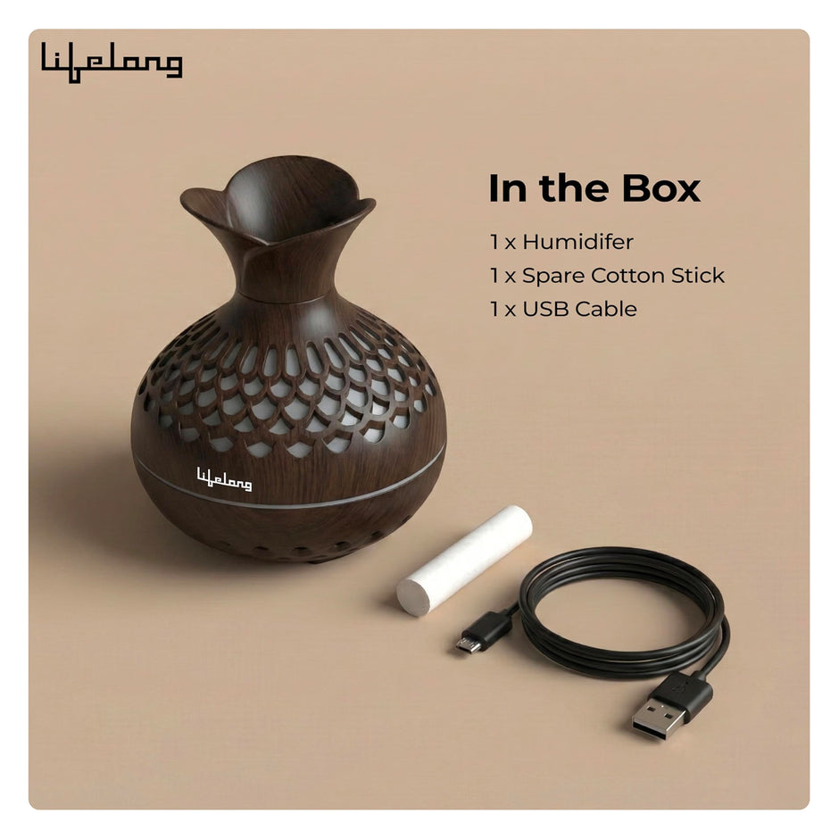 Lifelong Flower Home Humidifier & Essential Oil Diffuser | 300ml Tank Capacity | Ultrasonic Aromatherapy for Home, Office & Bedroom with Soothing Light for Relaxation| Essential Oil Fragrance Diffuser