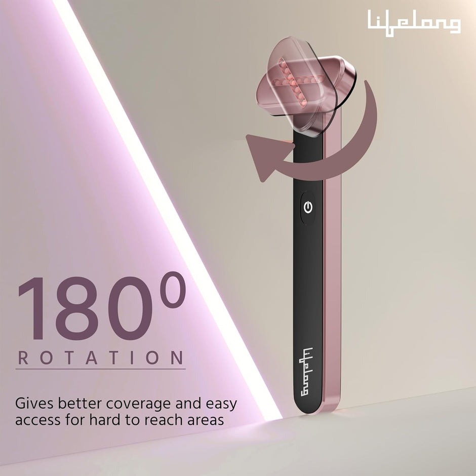 Lifelong Red Light Wrinkle Remover - EMS Microcurrent, LED Rejuvenation Therapy, Temperature Control - Anti-Aging Wrinkle Remover Device for Firm Skin and Enhanced Serum Absorption