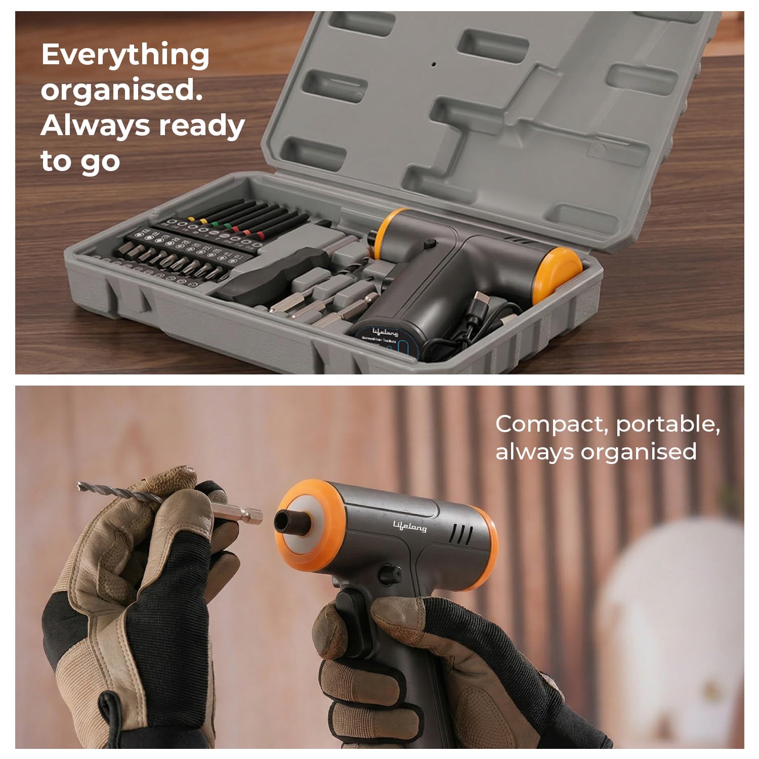 Lifelong Rechargeable Screwdriver Tool Kit Set with Drill Bits for Home Use - 35 Pcs | 4.0 V & 250 RPM |Cordless Portable Tool Box with LED Worklight, Long & Extendable Bits for Hard to Reach Place