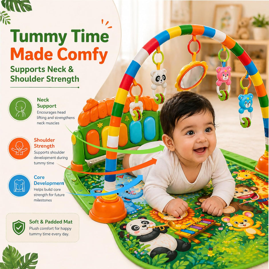 Lifelong Jungle Piano Playgym with Lights, Music & Tummy Time Activity Mat