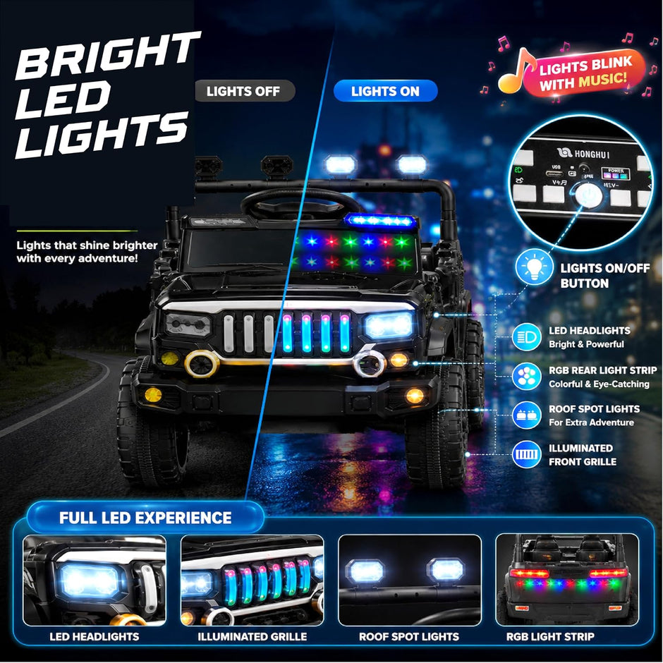 Lifelong Jeepster Kids Electric Ride-On Car (Black)