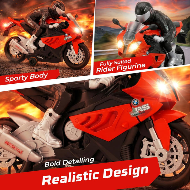 RC Motorbike Toy with Lights, Music and 360° Stunts